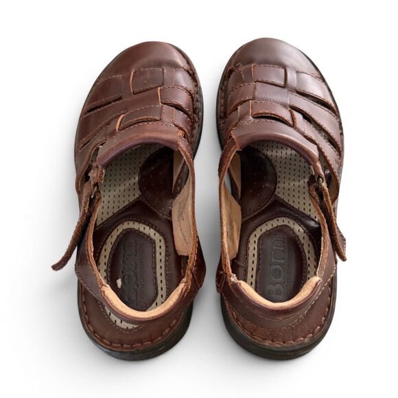 Born Mens Size 9M Brown Leather Fisherman Sandals Closed Toe Comfort EUC main image 9